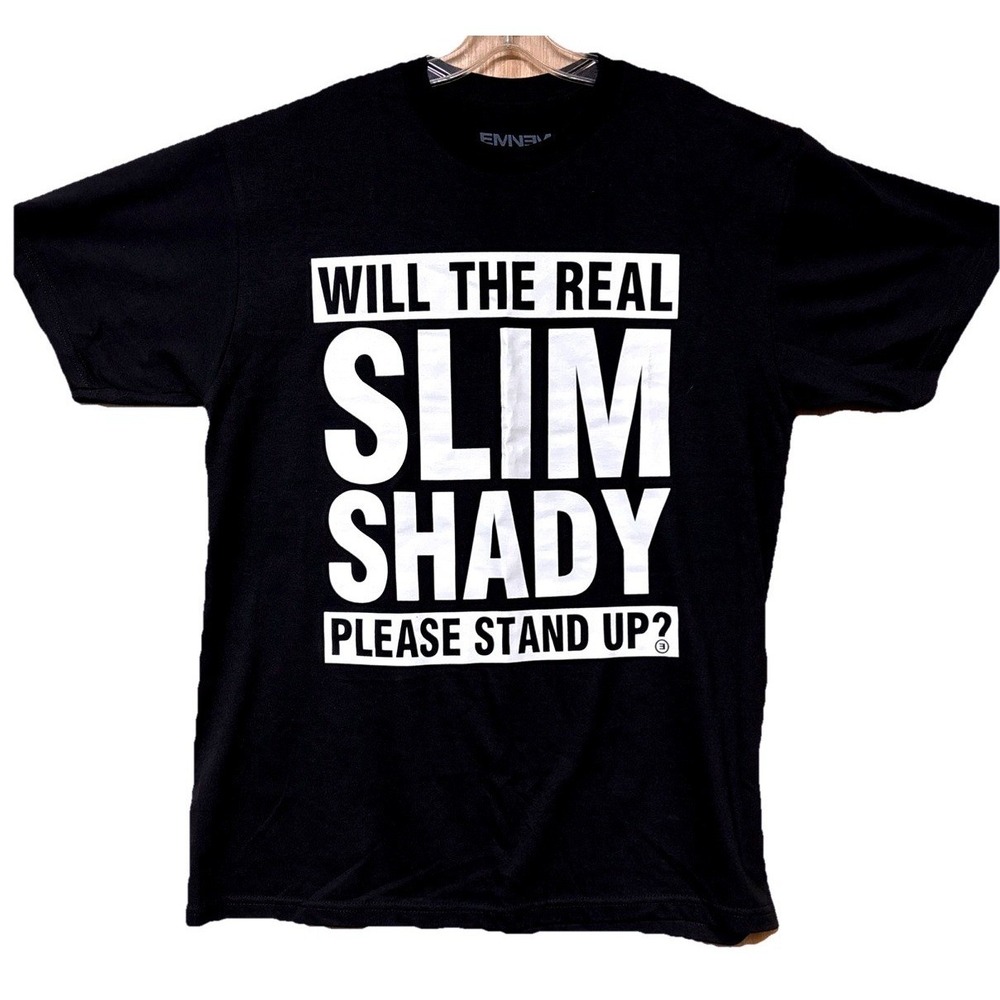 Eminem Slim Shady Graphic T-Shirt Mens L Black White Rap tee Marshall Mathers